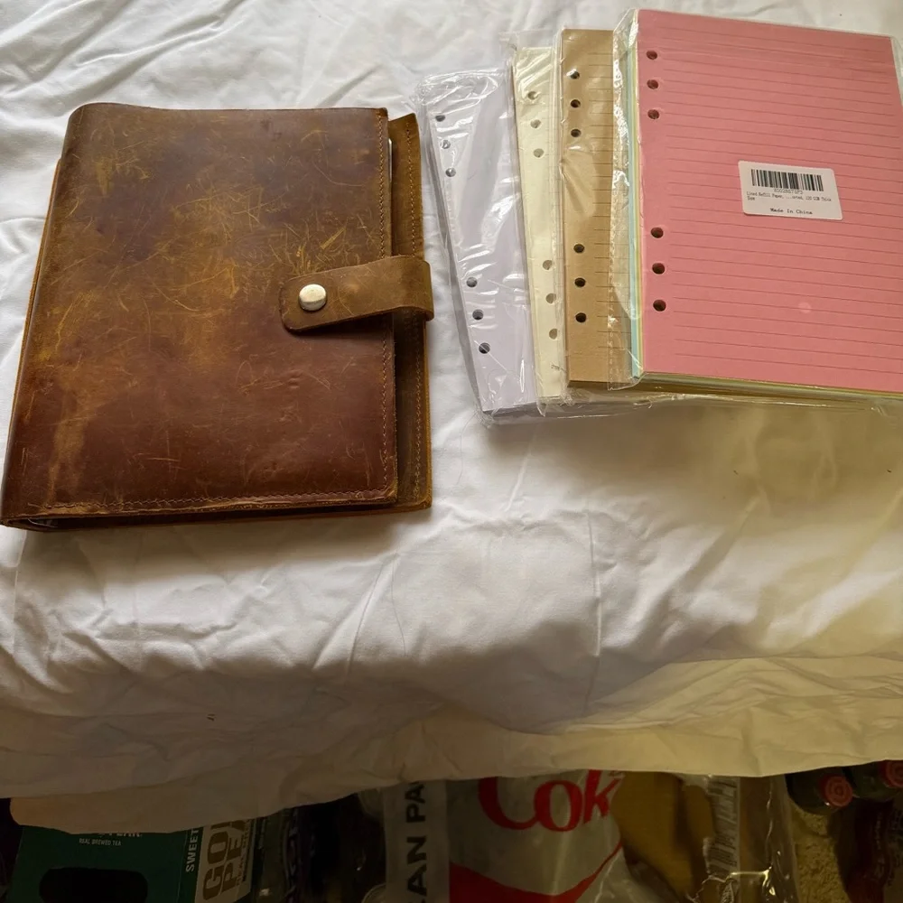 Leather Ring Binder Journal Organizer - Brown